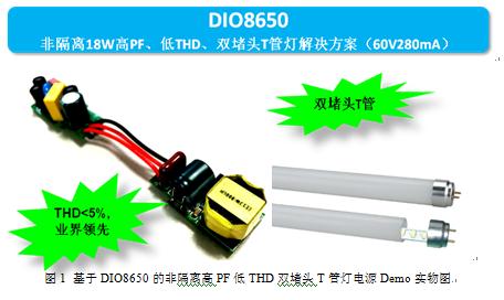 帝奥微电子全电压范围5%-THD高品质18W非隔离LED商业照明T管灯解决方案