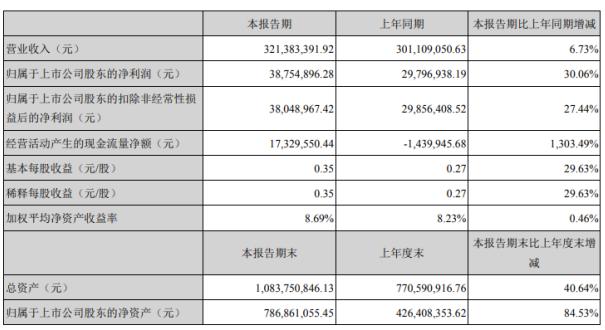 胜蓝股份2020年上半年净利3875.49万增长30.06% 营业收入同比增长