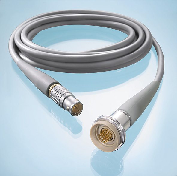 Axon' Cable硅胶超覆模制组件与定制的连接器，用于手术室设备。