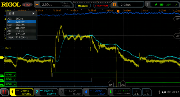 电机电流与感测信号波形图